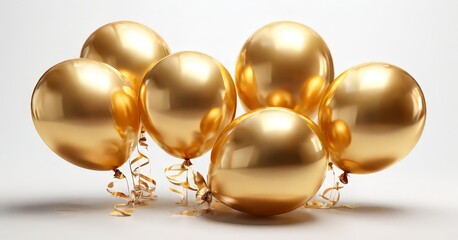 gold balloons on white background