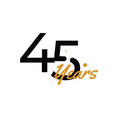 45 Years Anniversary Number simple design collection Vector Template Illustration