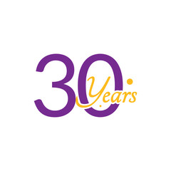 30 Years Anniversary Number simple design collection Vector Template Illustration