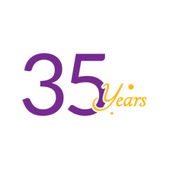 35 Years Anniversary Number simple design collection Vector Template Illustration