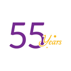 55 Years Anniversary Number simple design collection Vector Template Illustration