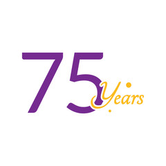 75 Years Anniversary Number simple design collection Vector Template Illustration