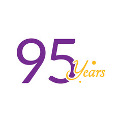 95 Years Anniversary Number simple design collection Vector Template Illustration