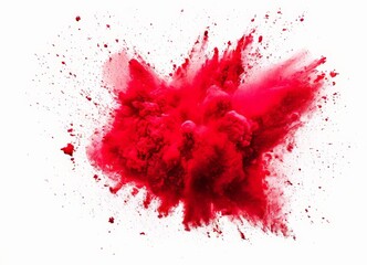 red powder explosion isolated on white background