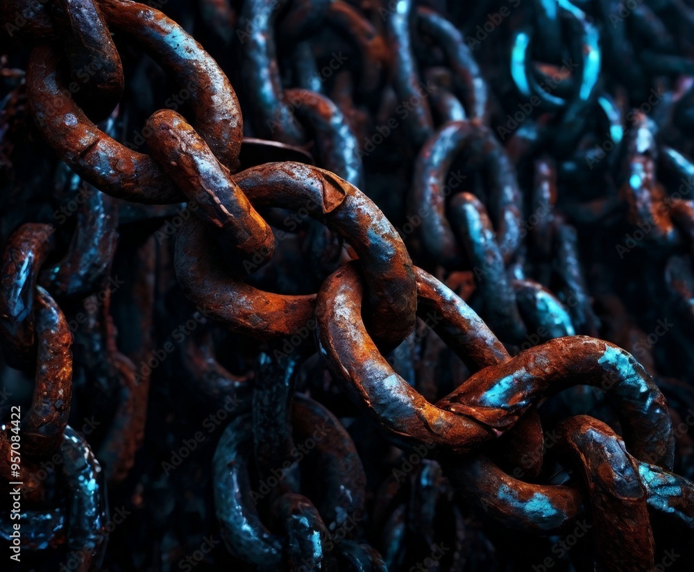 Aufkleber large chain with many rusts on it