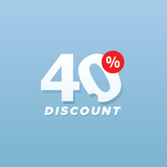 40% Discount Number Sale design collection Vector Template Illustration