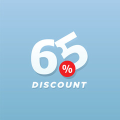 65% Discount Number Sale design collection Vector Template Illustration