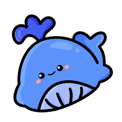 doodle cute sea and ocean animals whale, narwhal, starfish,marine plants,shell,octopus