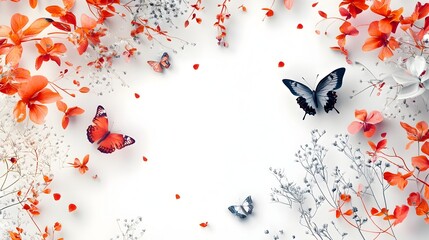 Vibrant Digital of Delicate Floral Sprigs Graceful Butterflies and Eye catching Discount Tags