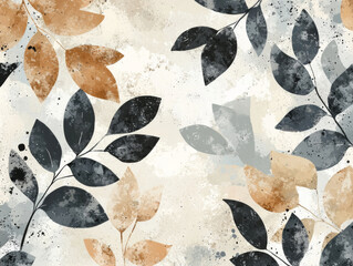 material cloth with black and orange leaves