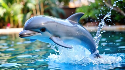 Obraz premium A Dolphin Leaping Out of Water with a Splash