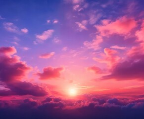 Obraz premium sunset with clouds and bright pink sky