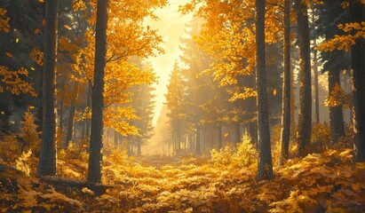 Obraz premium Desktop background of autumn forest