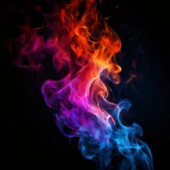 colorful smoke cloud on black background