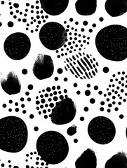 A black and white pattern of dots is displayed on a white background
