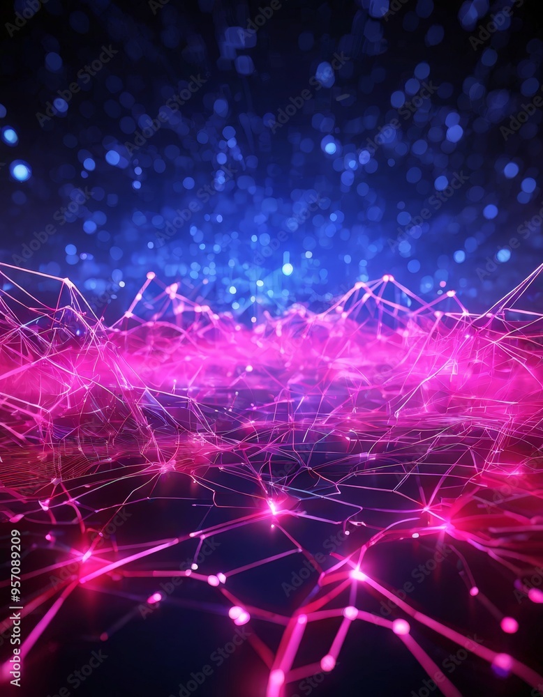 Aufkleber abstract technology background with glowing lines and dots