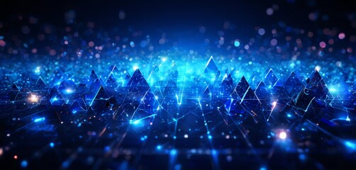 Obraz premium abstract futuristic background with glowing lights and triangles