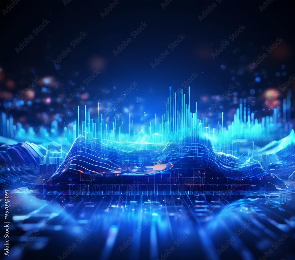 Poster abstract music background with sound waves and equal