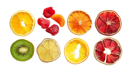 Dried fruit slices citrus isolated on white background