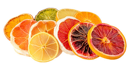 Dried fruit slices citrus isolated on white background