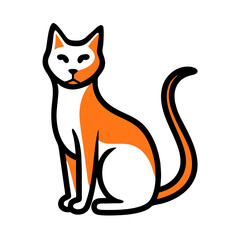 Orange and white cat, Halloween pet, vector art