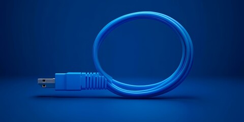 Blue USB cable in a circle shape.
