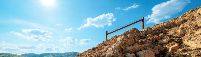 An informative signpost in a geopark, explaining the significance of the geological formations