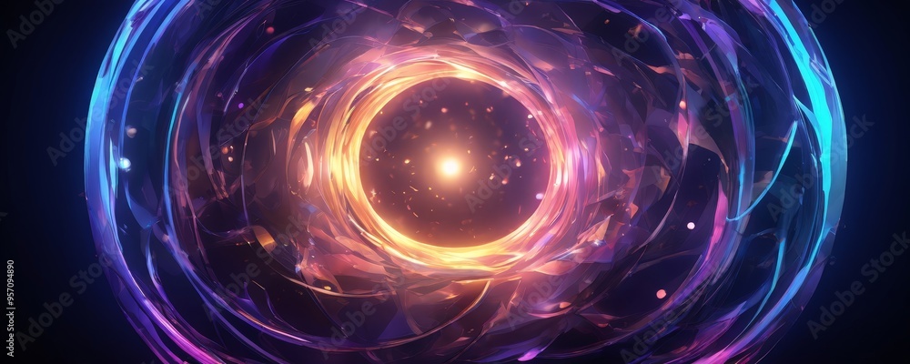 Poster abstract background with glowing circles and lights