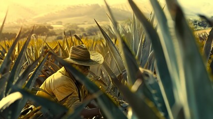 AGAVE PLANTATION. BACKGROUND. WALLPAPER  