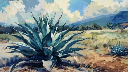 Fototapeta premium AGAVE PLANTATION. BACKGROUND. WALLPAPER 