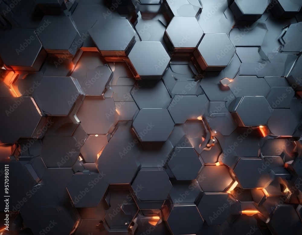 Poster abstract 3d background with hexagons