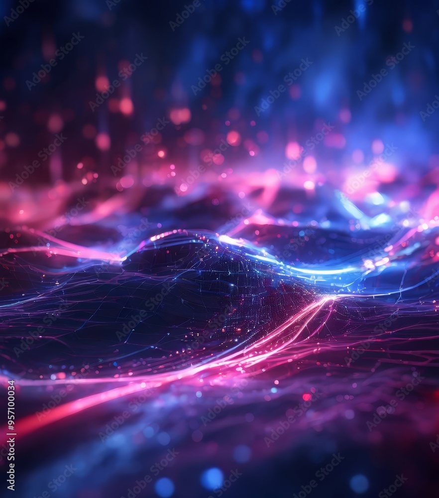Poster abstract background with glowing lines and stars
