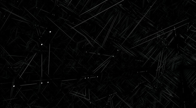 A white lines and small spheres in a black space.