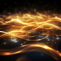 Obraz premium Golden Energy Flow symbolizing AI Data Transfer - Generativ AI