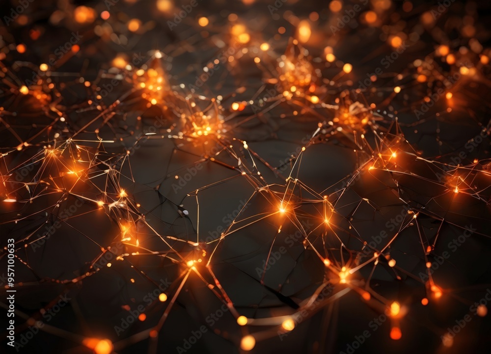 Poster abstract background with glowing particles and sparks