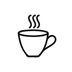 Coffee and tea cup outline icon isolated flat design vector illustration on white background.