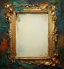 painting gold frame with white background