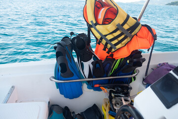 Swimming gear on a boat