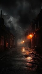 Obraz premium dark street with light in the middle