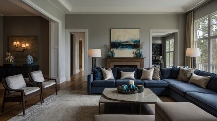 Fototapeta premium Living room in retro style, art deco
