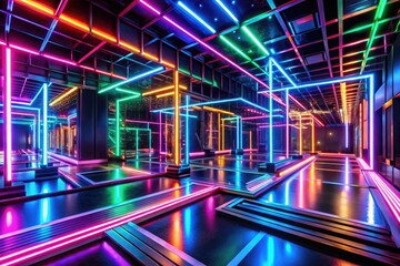 Fototapeta premium Vibrant Neon Tech Lighting Concepts Bright Futuristic Electronic Sensory Experiences