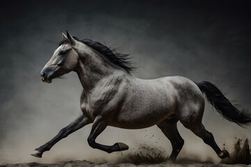 Obraz premium Side View Studio Photography of a Running Horse Ai Generative