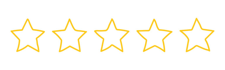 Feedback zero Stars in minimalistic style isolated on transparent background. Yellow shape hand drawn rating.