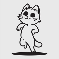 Fototapeta premium Dancing cat line art vector