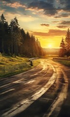 Fototapeta premium road with car driving on it