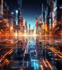 Fototapeta premium city at night with lot cars