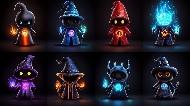 Fototapeta A captivating collection of magical characters, each with unique powers and vibrant colors, perfect for fantasy art inspiration.