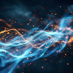 Blue and golden Energy Flow symbolizing AI Data Transfer - Generativ AI