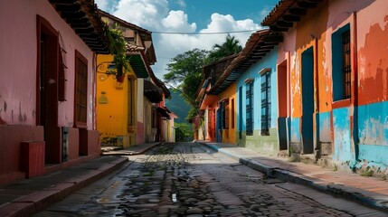 Fototapeta premium LATIN TRADITIONAL LITTLE TOWN. BACKGROUND. WALLPAPER 
