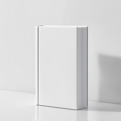 Minimalist white book on a clean surface, perfect for showcasing creativity and simplicity in design.